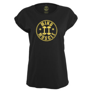 dames fitness logo t shirt goud
