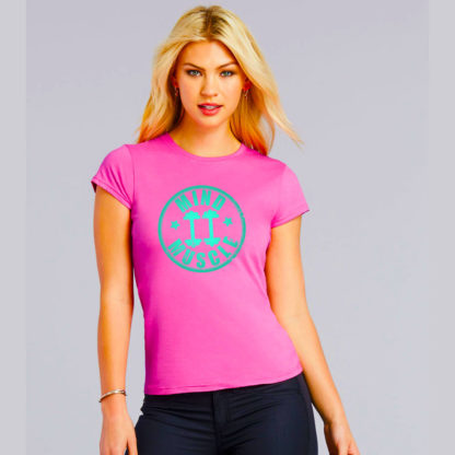 Dames fitted logo t shirt roze
